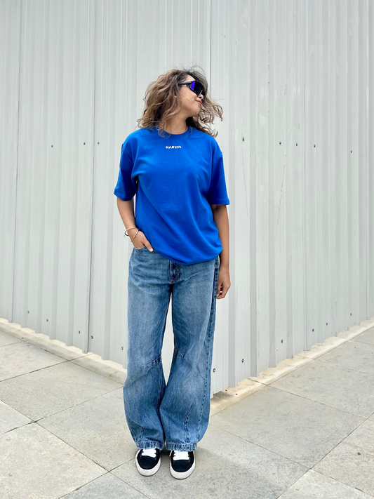 WOMEN'S BLUE OVERSIZED T-SHIRT | CAT WALK EDITION