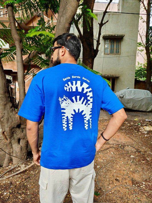 MEN'S BLUE OVERSIZED T-SHIRT | CAT WALK EDITION